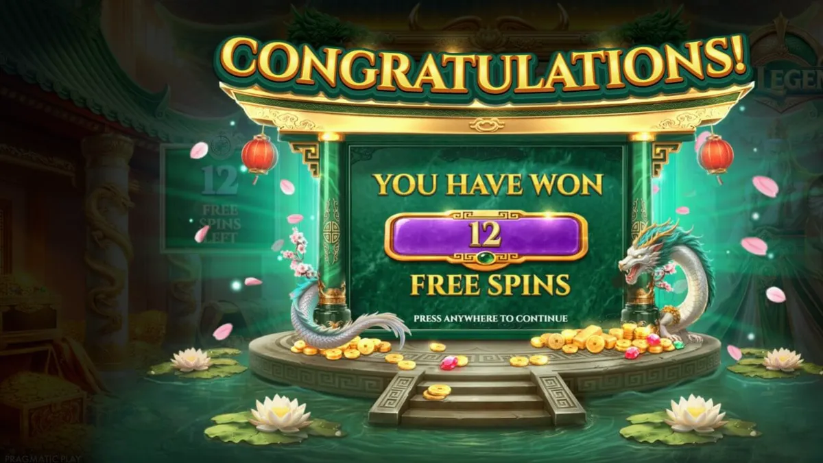 Tampilan visual grid 7x7 pada slot Jade Legends dengan tema naga dan giok